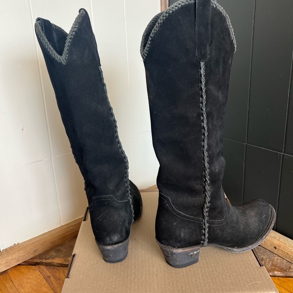 Lane black plain Jane suede boots - Picture 3 of 5